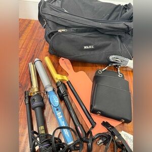Wahl Black Tool Bag with curling irons and Styling Tools